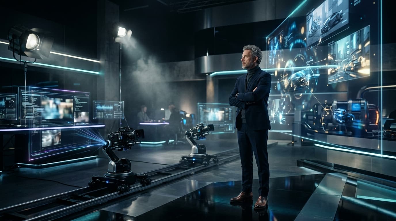 Neural Noir Blog - AI Cinematic Production Agency: How Brands Create Hollywood-Quality Commercials with Artificial Intelligence - AI generated photorealistic infographic