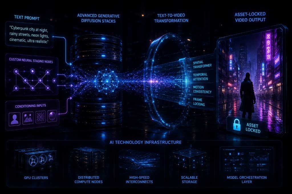 Neural Noir - AI Technology Infrastructure: Advanced Generative Networks, Diffusion Stacking, and Neural Staging Workflows - AI cinematic artwork
