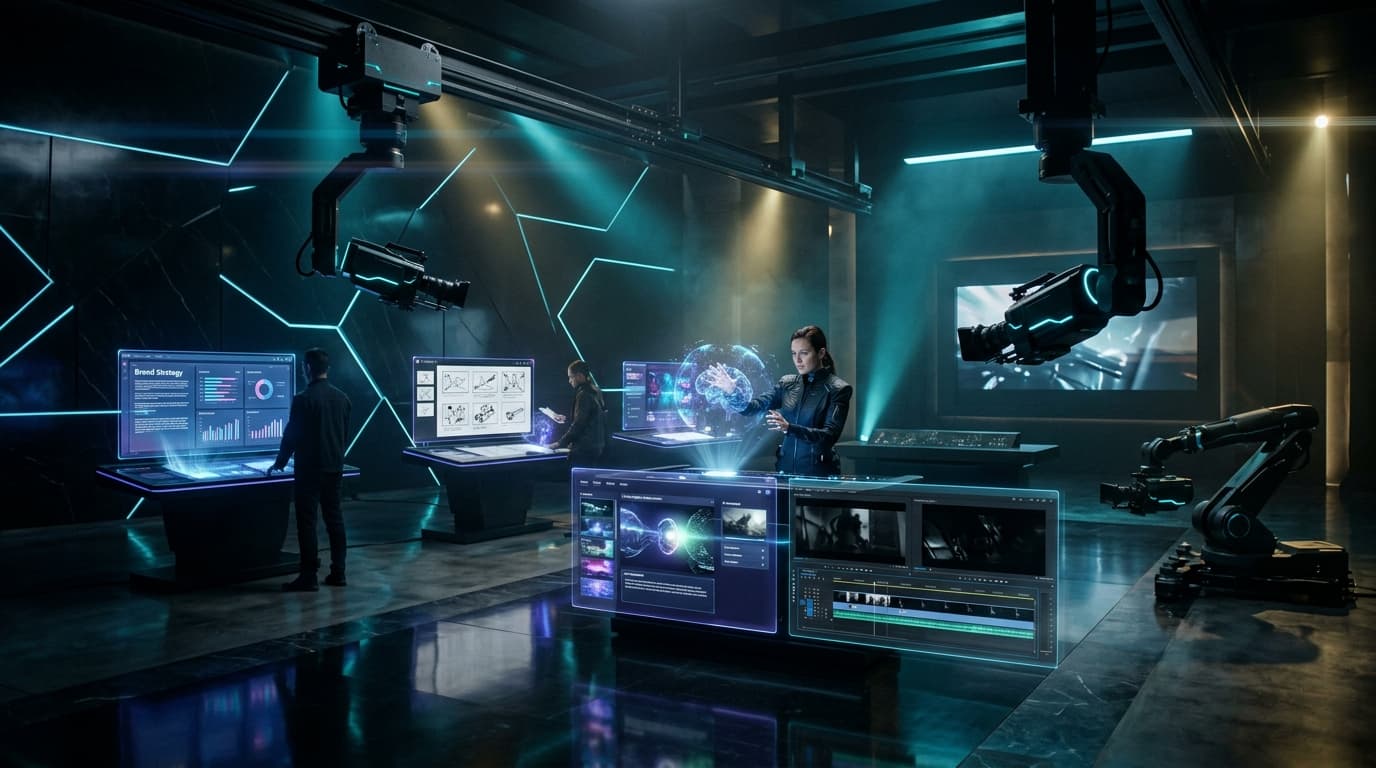 Professional AI cinematic production workflow for creating Hollywood-quality commercial advertising