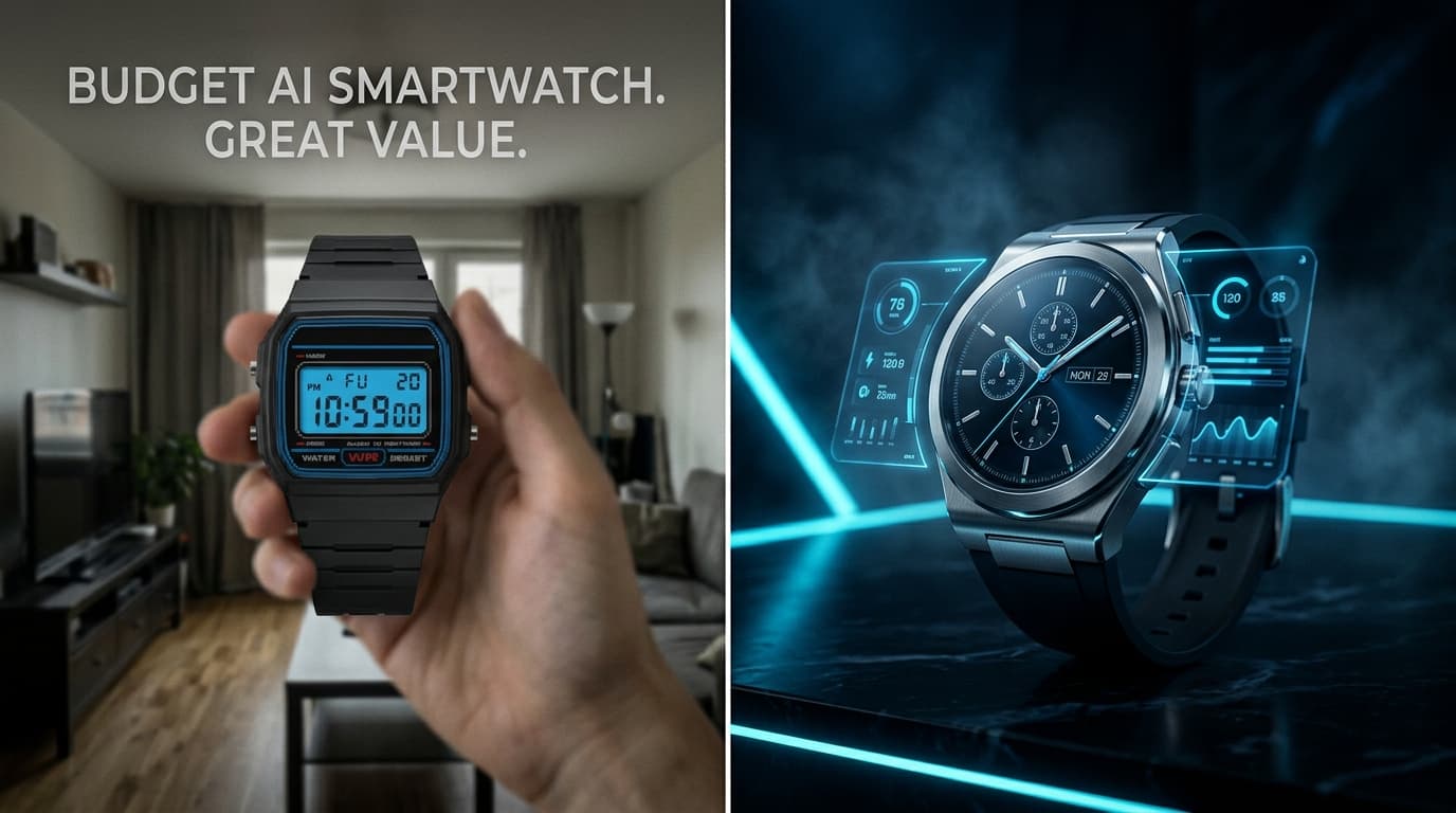 Split-screen comparison showing a low-quality inconsistent AI ad on the left vs a premium color-graded cinematic commercial on the right