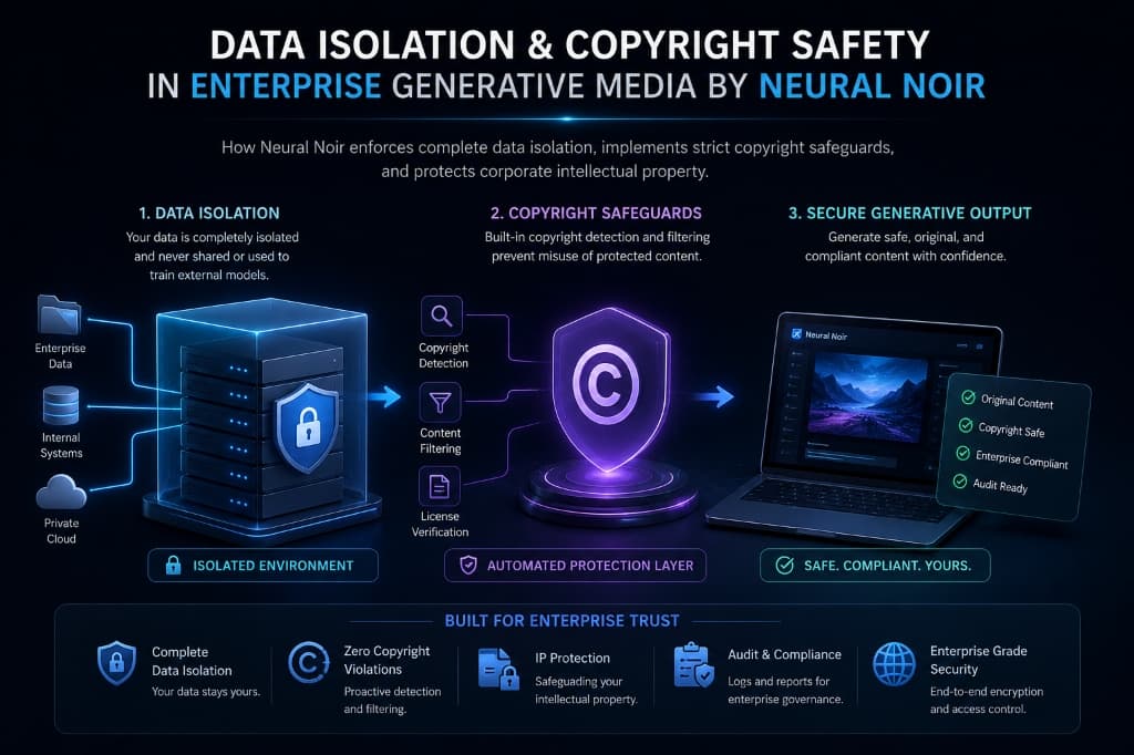 Neural Noir - Data Isolation & Copyright Safety in Enterprise Generative Media by Neural Noir - AI cinematic artwork