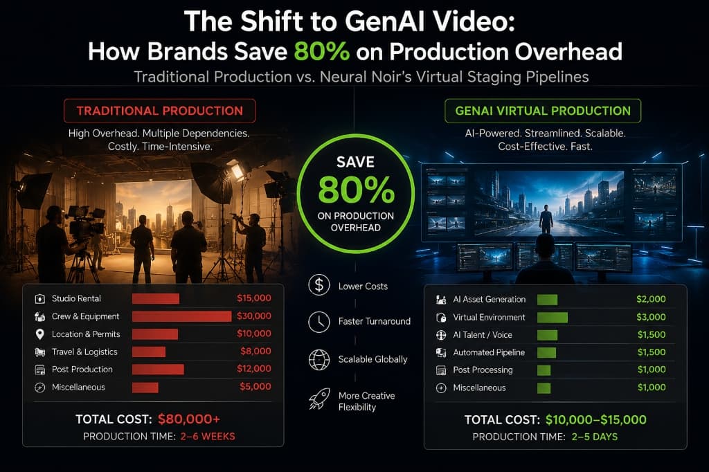 Neural Noir - The Shift to GenAI Video: How Brands Save 80% on Production Overhead - AI cinematic artwork